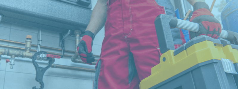 HVAC technician and tool box