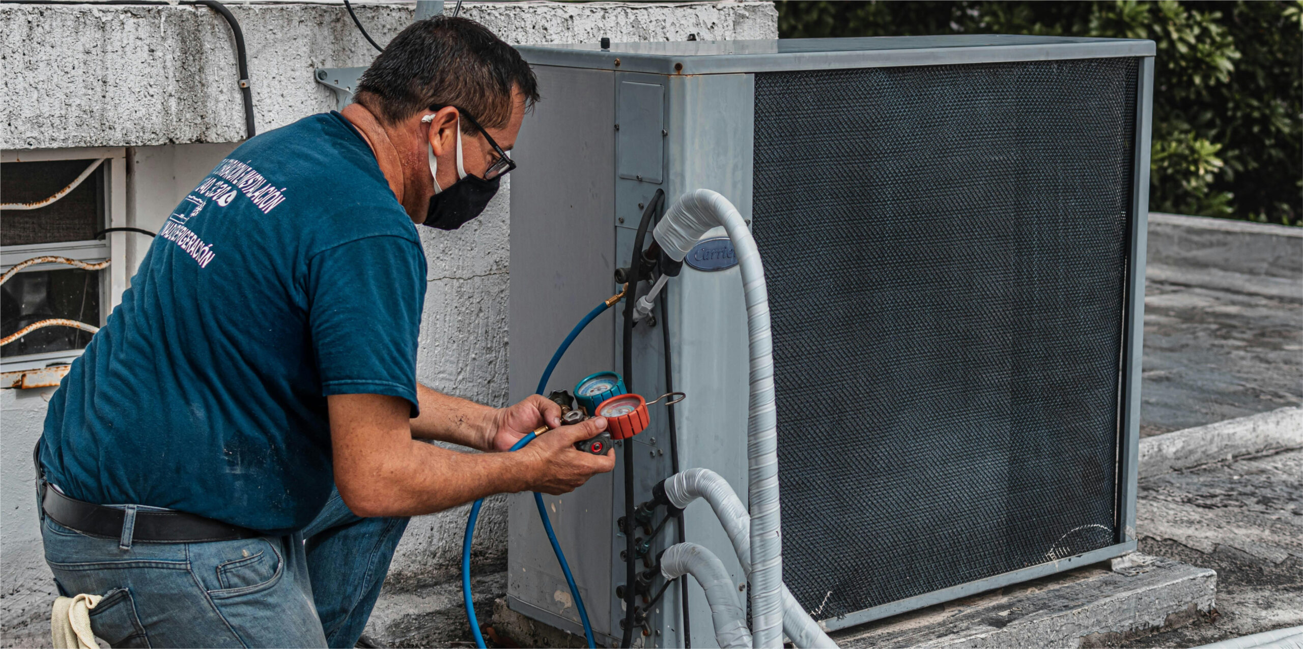 HVAC Contractor repairs unit